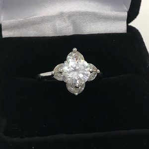 Charmed Silver Ring With Clear Stones, Size 6